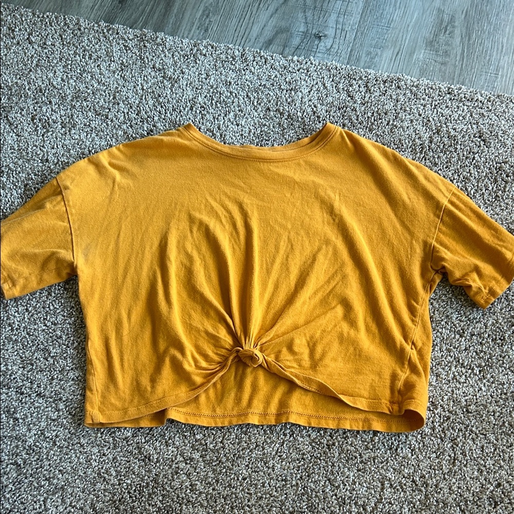 Forever 21 Mustard Twist-Front Crop Top